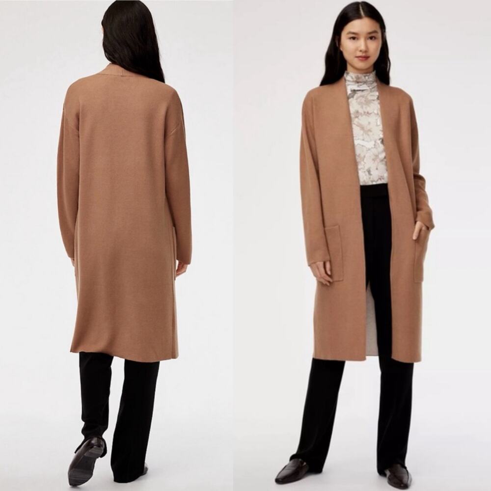 Aritzia Babaton Women's Lance Longline Wool Blend Open Front Cardigan Size XXS